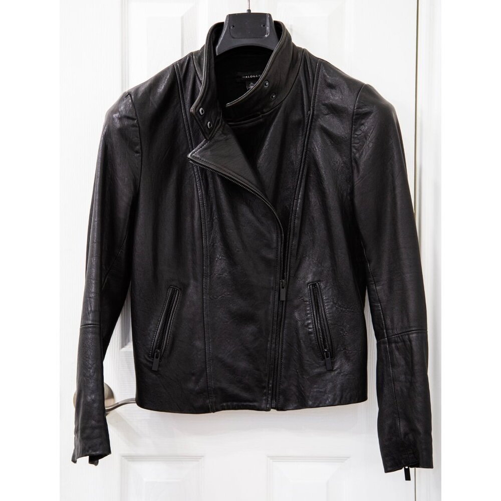 Halogen Moto Style Genuine Leather Jacket, size petite M